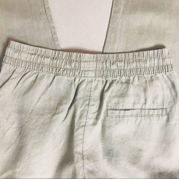 100% Linen Khaki Green Sage Pants - Picture 3 of 7